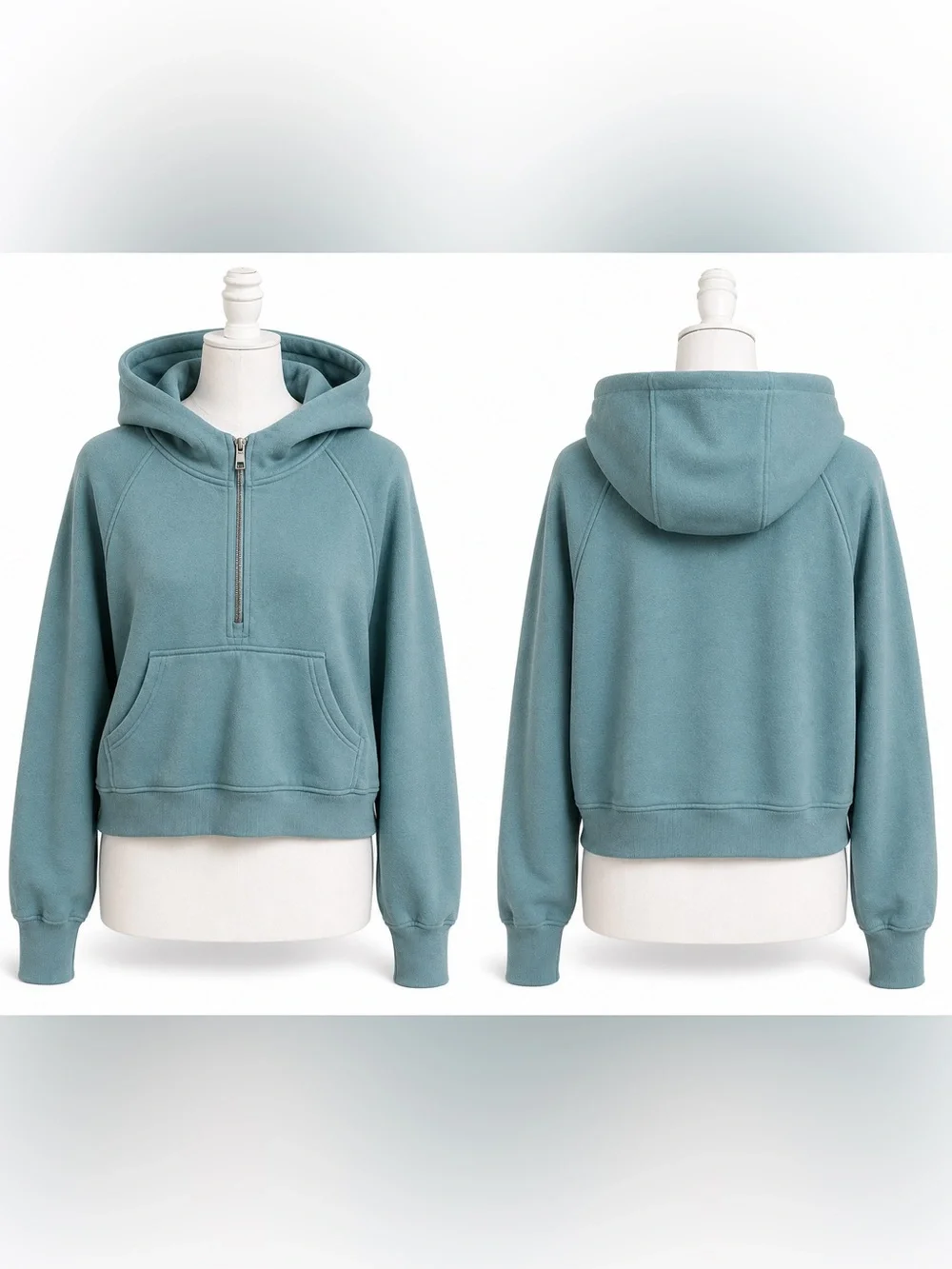 💙🩵 LIKE NEW Automet Scuba-Inspired Hoodie | Large | Dusty Teal Athleisure 🩵💙 - Picture 2 of 3